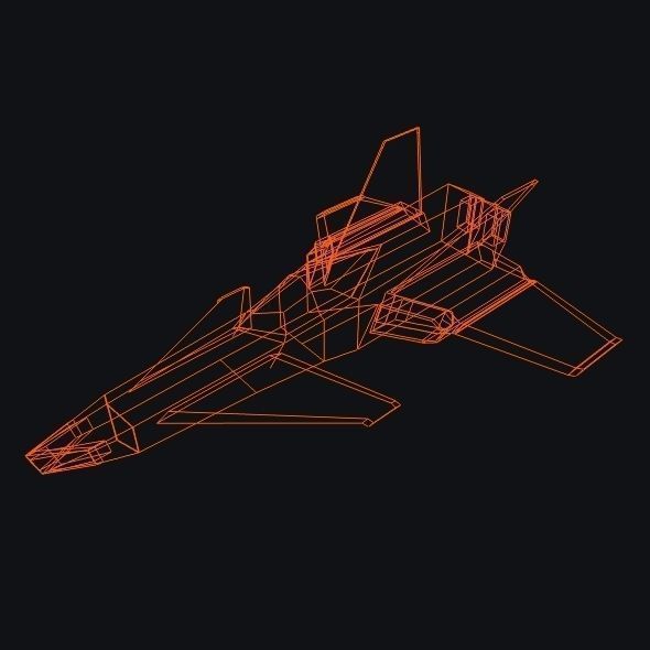 Lowpoly spaceship concept Low-poly 3D model_9