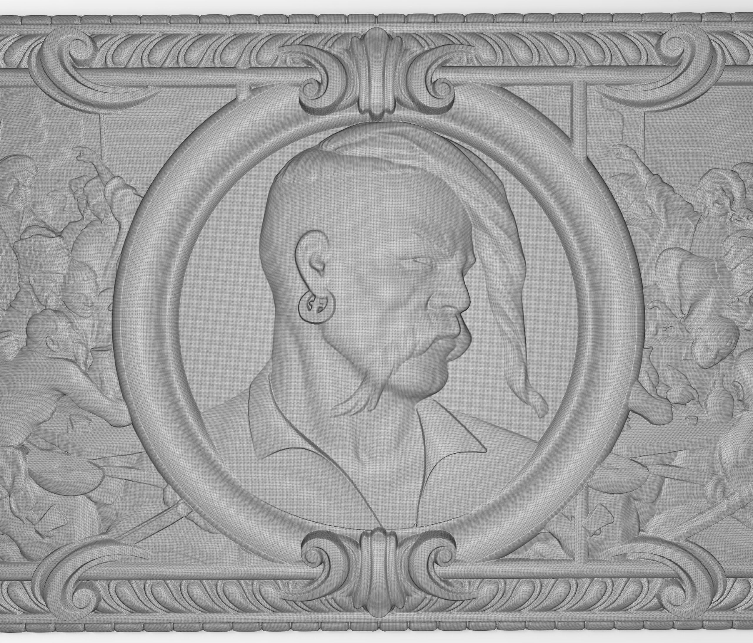 Otaman Ivan Sirko and cossacks are drafting a manifesto bas reli 3D print model_3