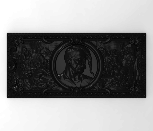 Otaman Ivan Sirko and cossacks are drafting a manifesto bas reli 3D print model