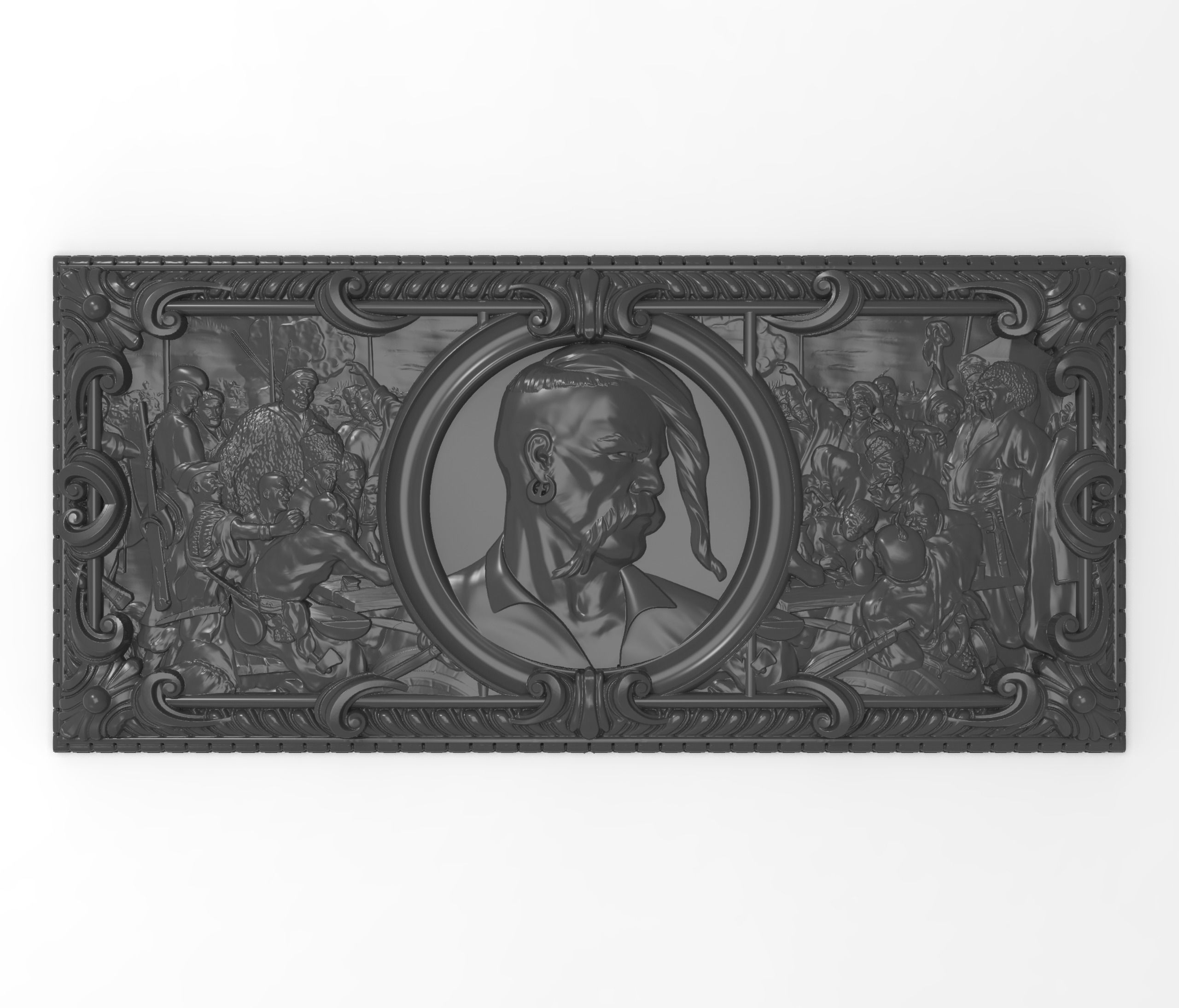 Otaman Ivan Sirko and cossacks are drafting a manifesto bas reli 3D print model_0