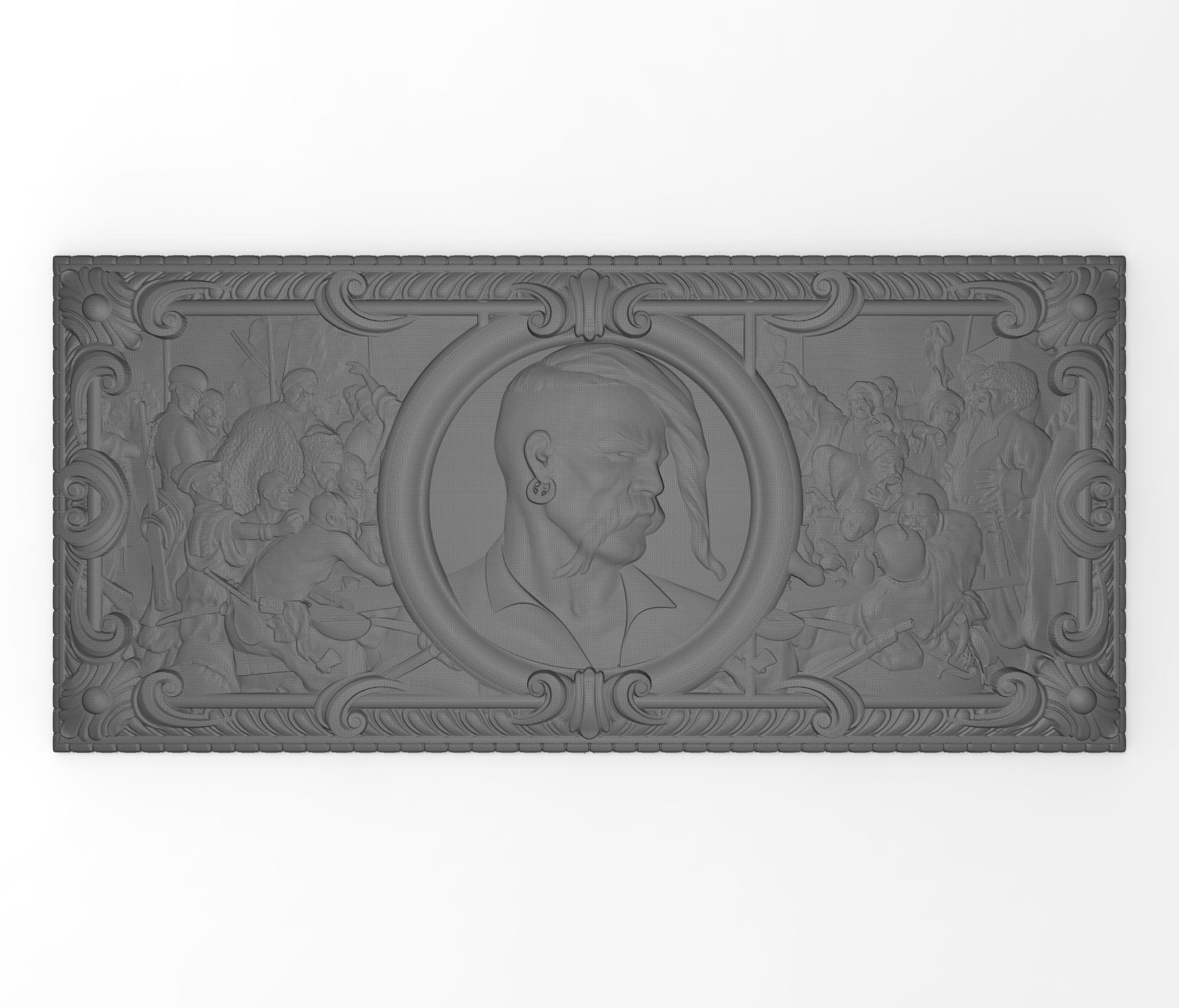 Otaman Ivan Sirko and cossacks are drafting a manifesto bas reli 3D print model_2