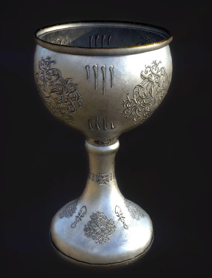 PBR Chalice Medieval Low-poly 3D model_6