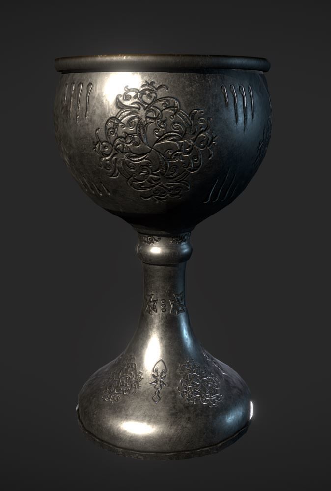 PBR Chalice Medieval Low-poly 3D model_1