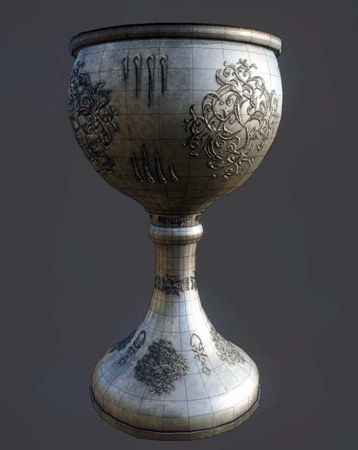PBR Chalice Medieval Low-poly 3D model_5