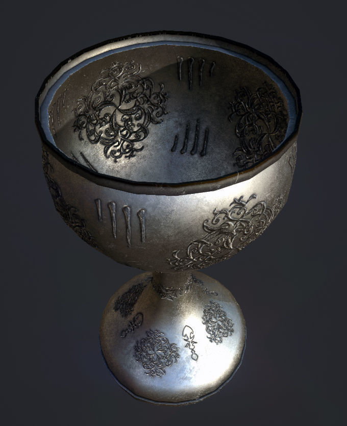 PBR Chalice Medieval Low-poly 3D model_7