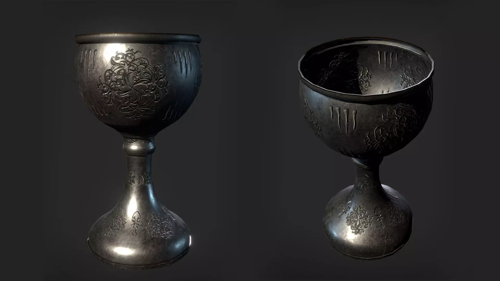 PBR Chalice Medieval Low-poly 3D model_0