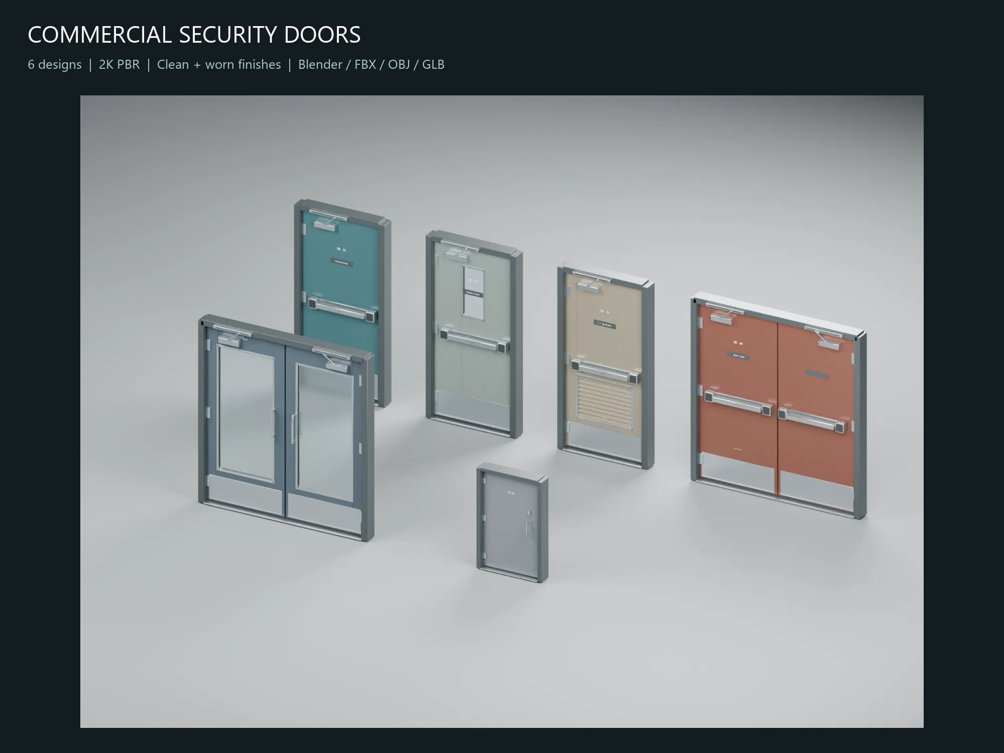 Commercial Security Door Pack PBR - 6 Designs 3D model | CGTrader