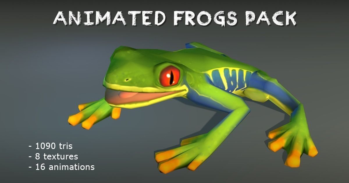 Animated Frogs Pack Low-poly 3D model
