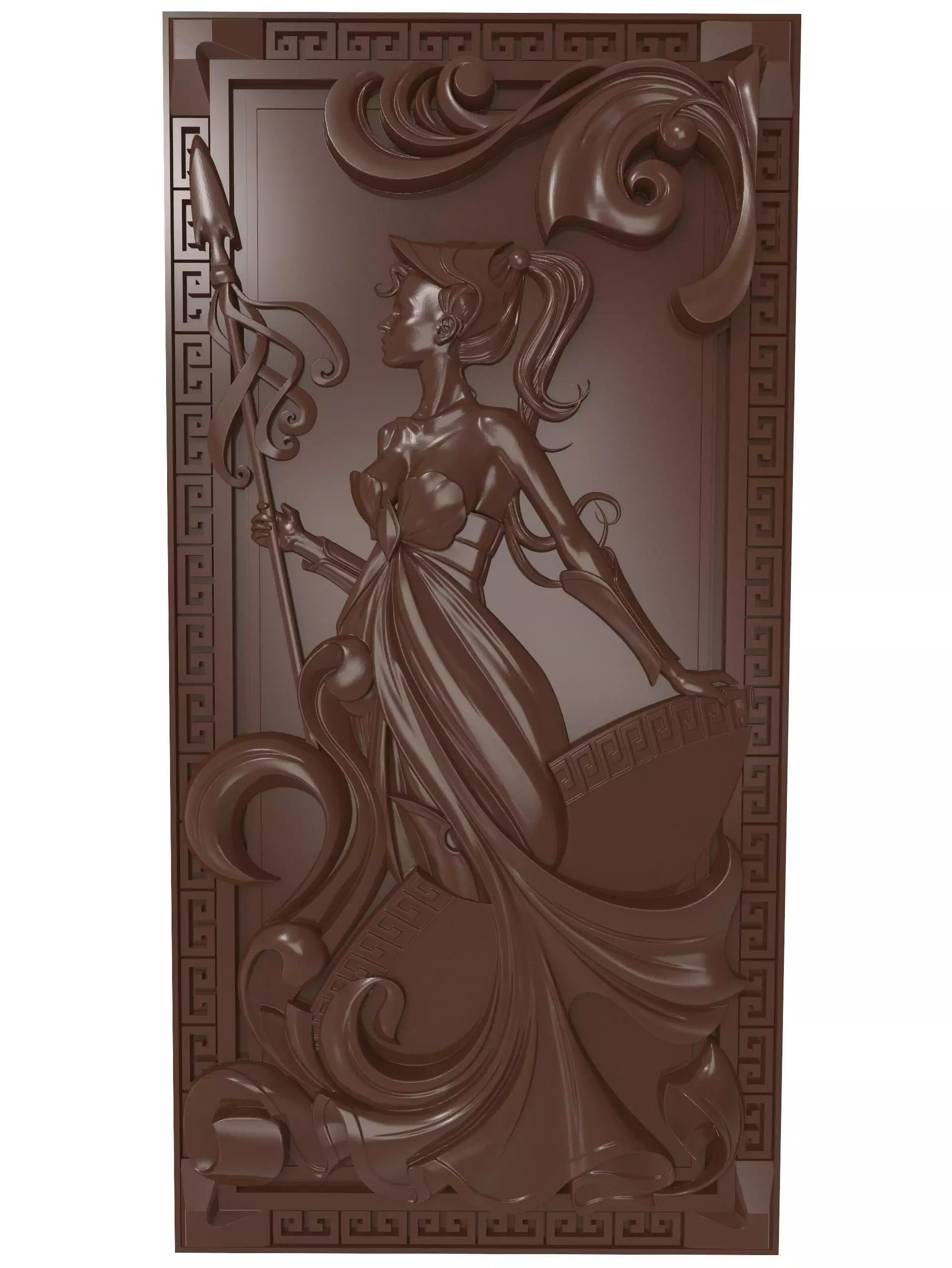 Warrior Girl Bas relief 3D print model