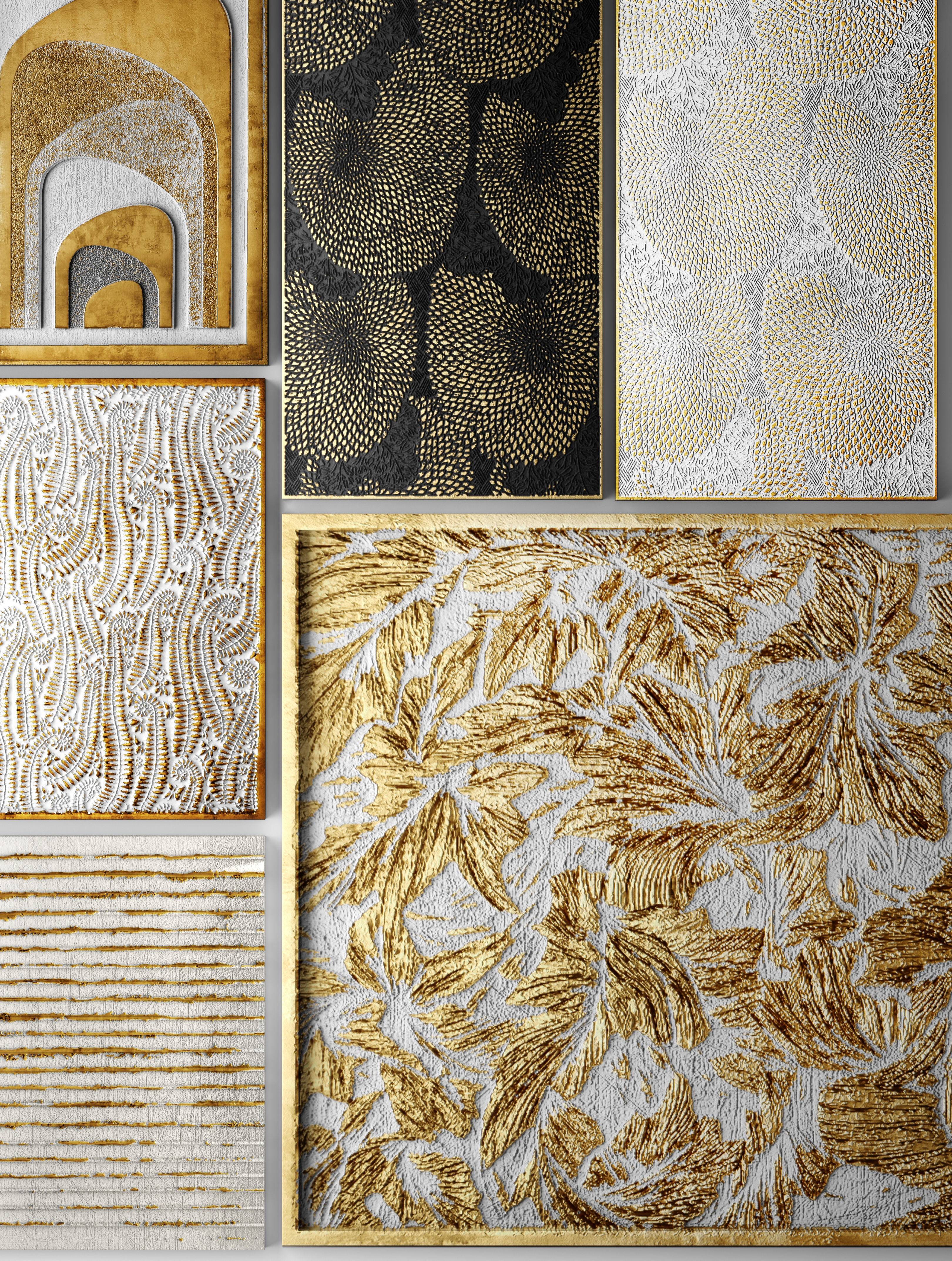 collection of gold-plated paintings 3D model_4