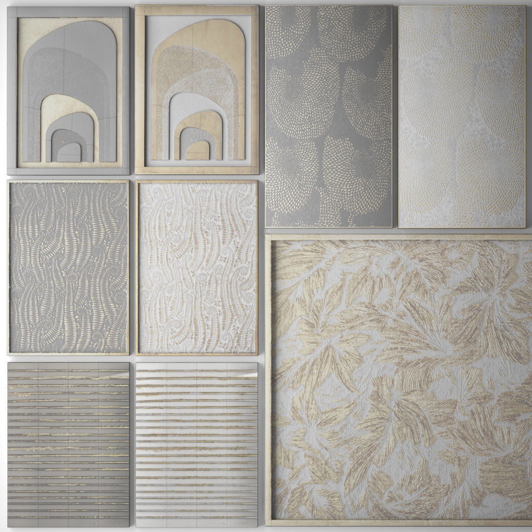 collection of gold-plated paintings 3D model_6