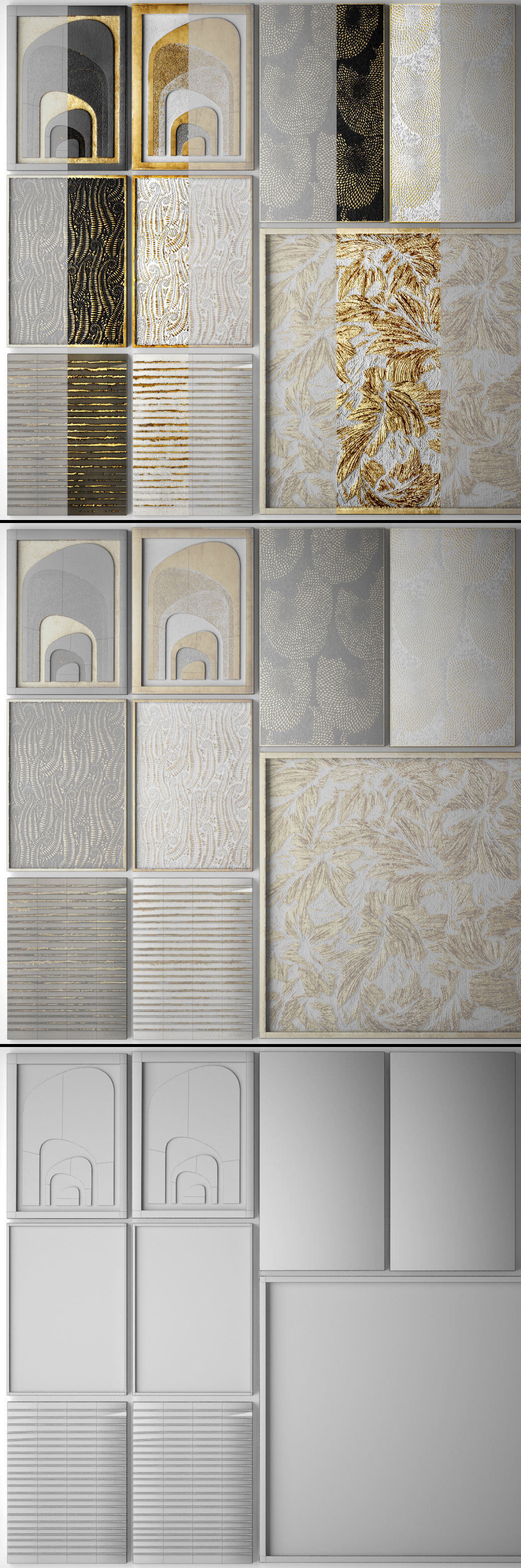 collection of gold-plated paintings 3D model_5