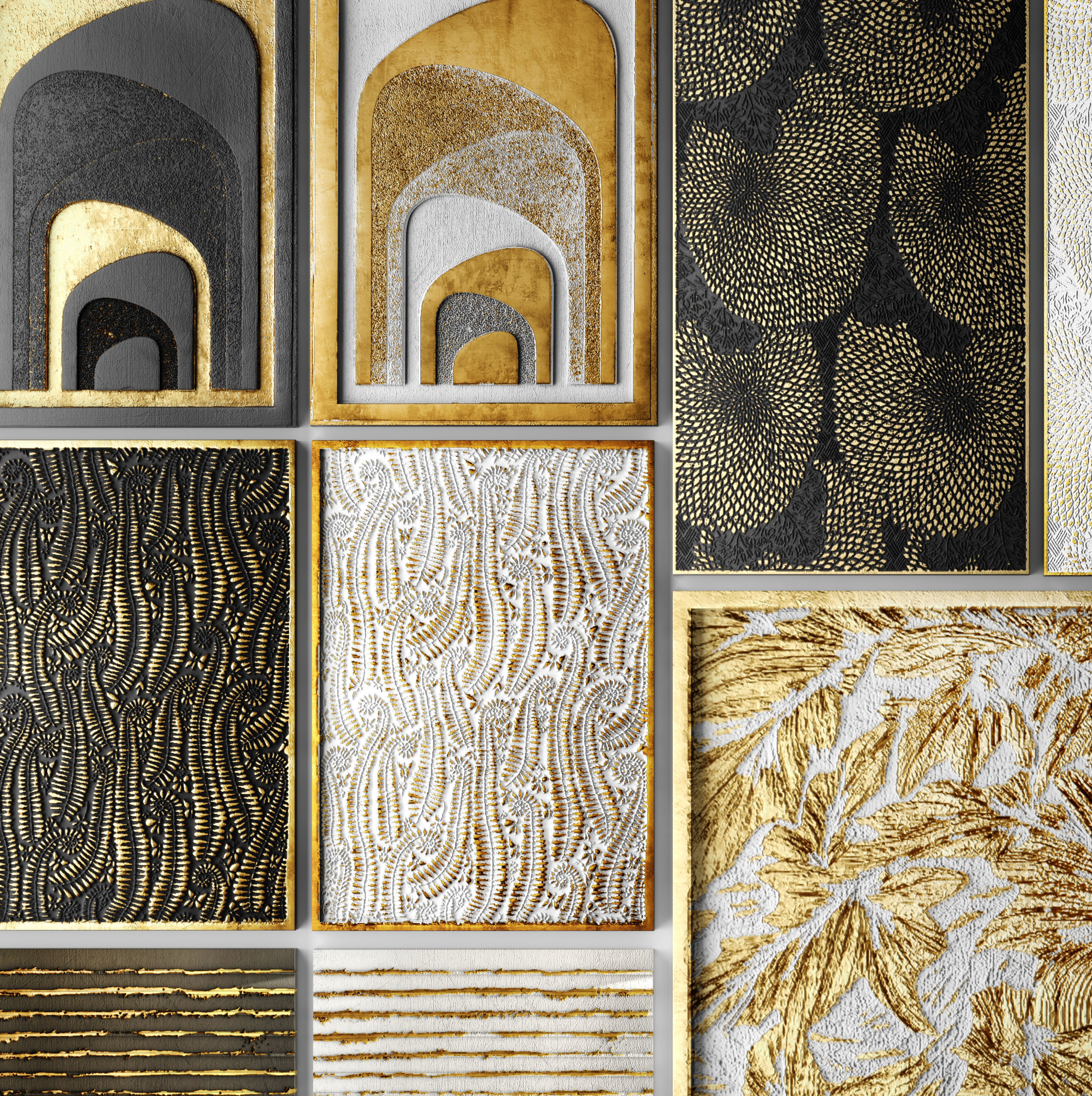collection of gold-plated paintings 3D model_2