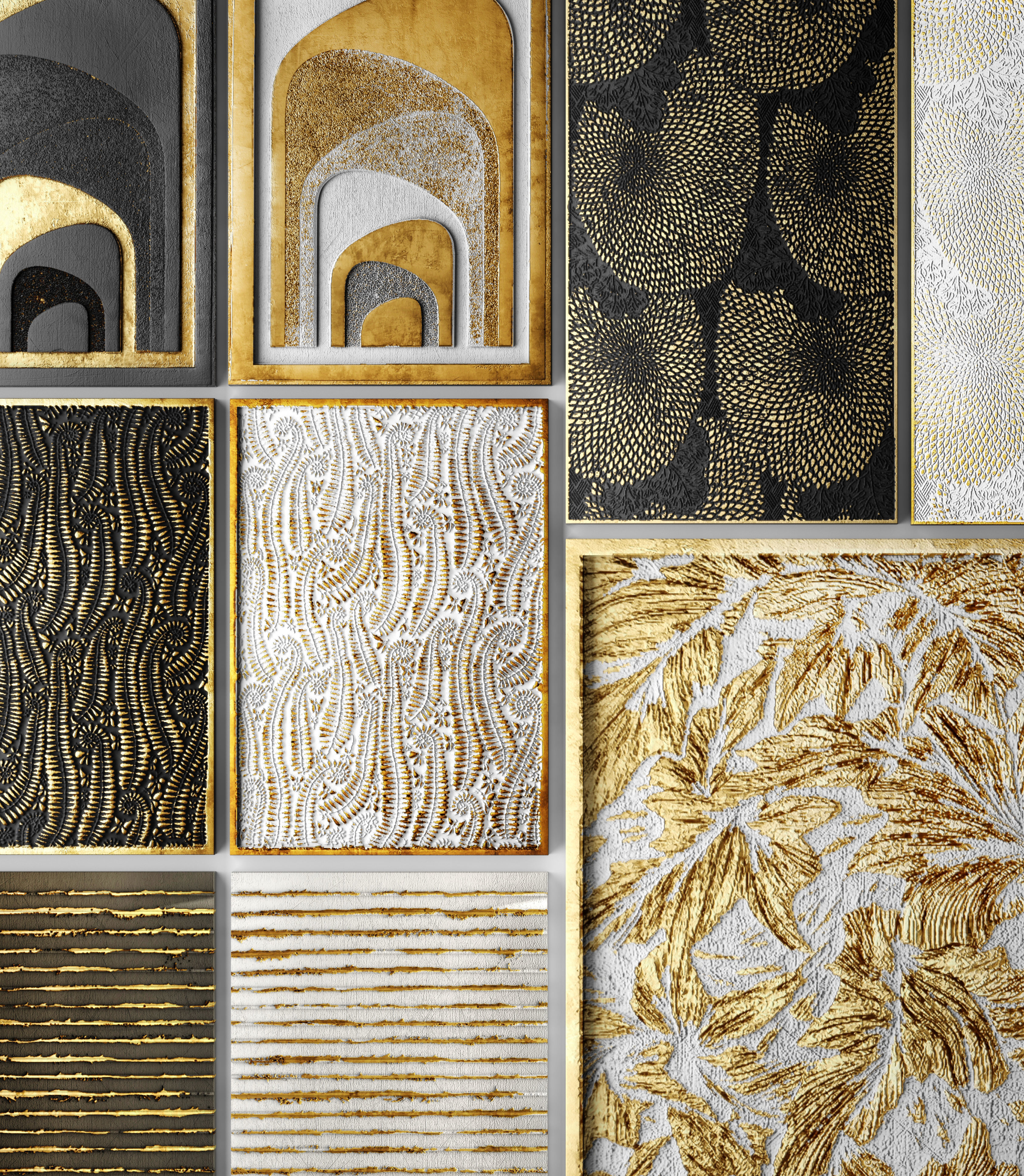 collection of gold-plated paintings 3D model_3
