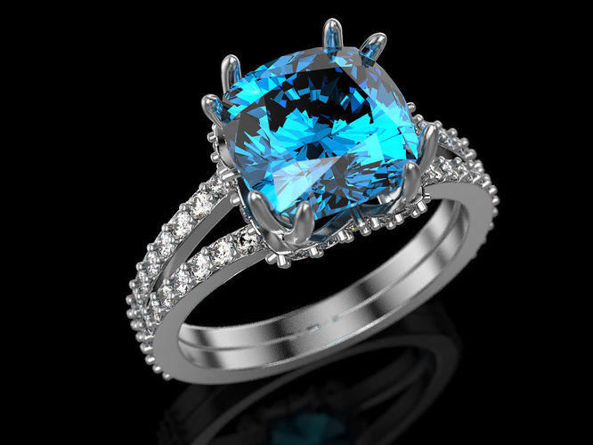 Ring with london topaz 3D print model