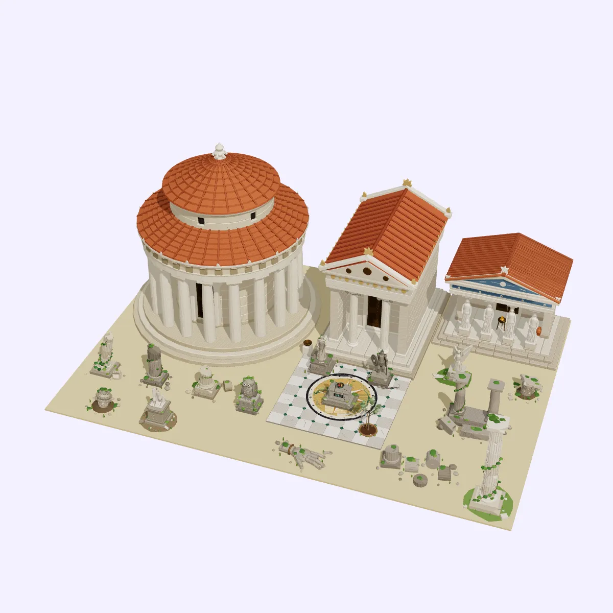 3D model Low Poly Greek Sanctuary Set - 20 Assets VR / AR / low-poly ...