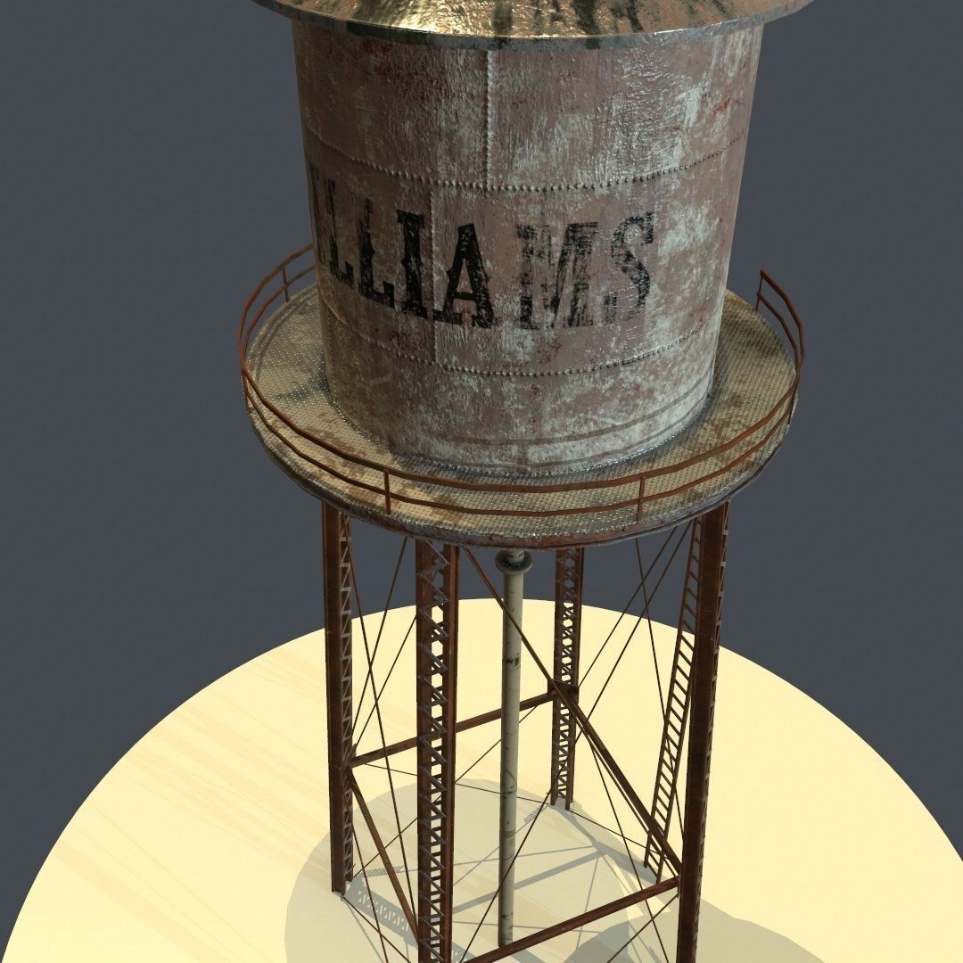 PBR Water Tower Low-poly 3D model_2