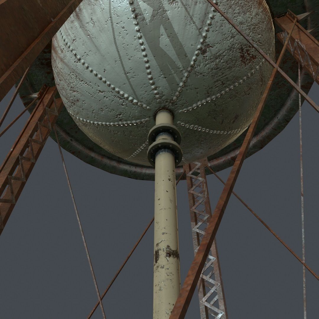 PBR Water Tower Low-poly 3D model_3