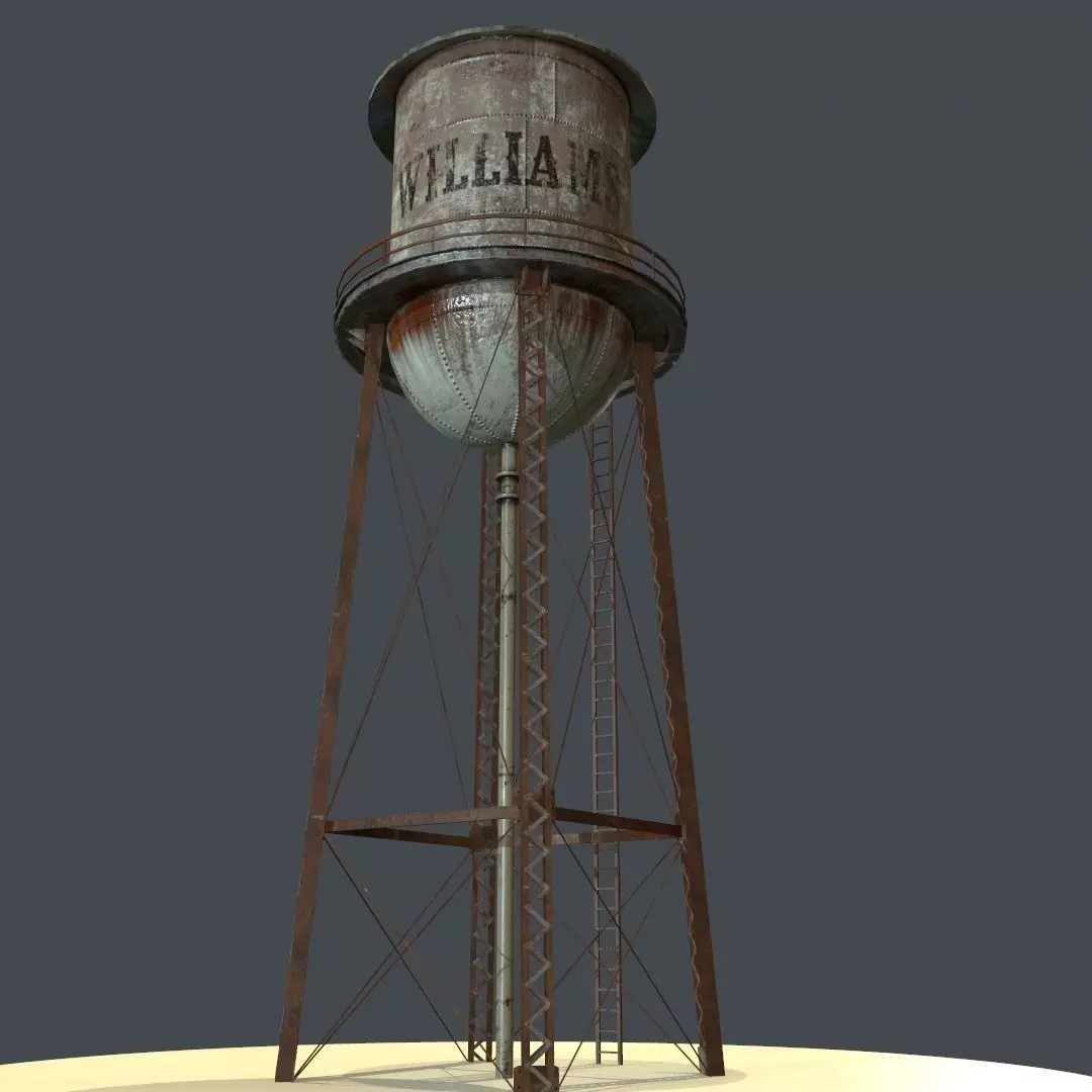 PBR Water Tower Low-poly 3D model_0