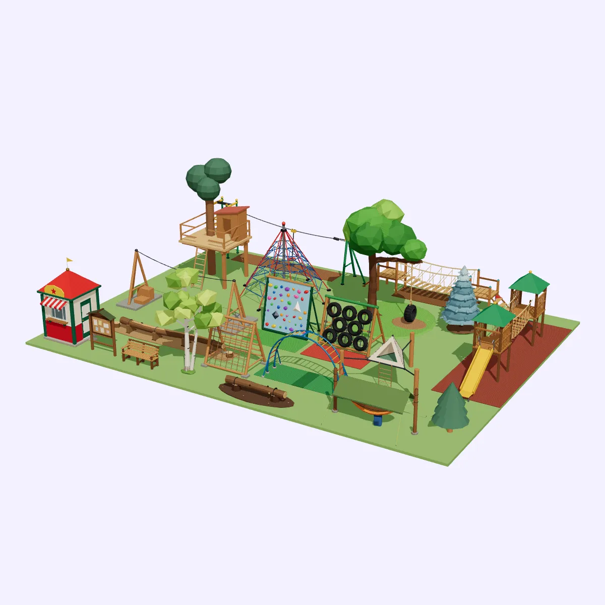 3D model Low Poly Forest Adventure Park Set - 21 Assets VR / AR / low ...