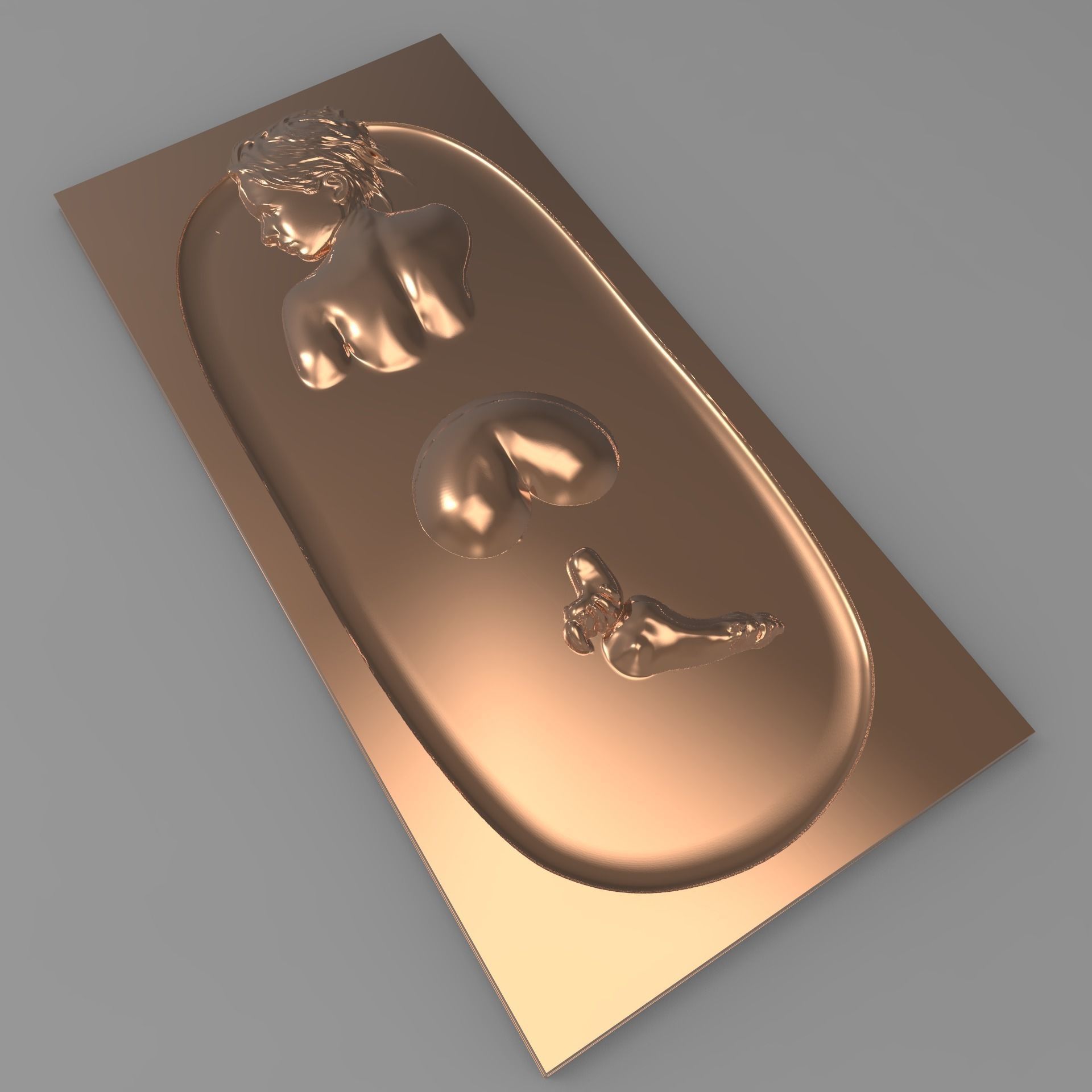 Beautiful lady takes a bath Bas relief 3D print model_1