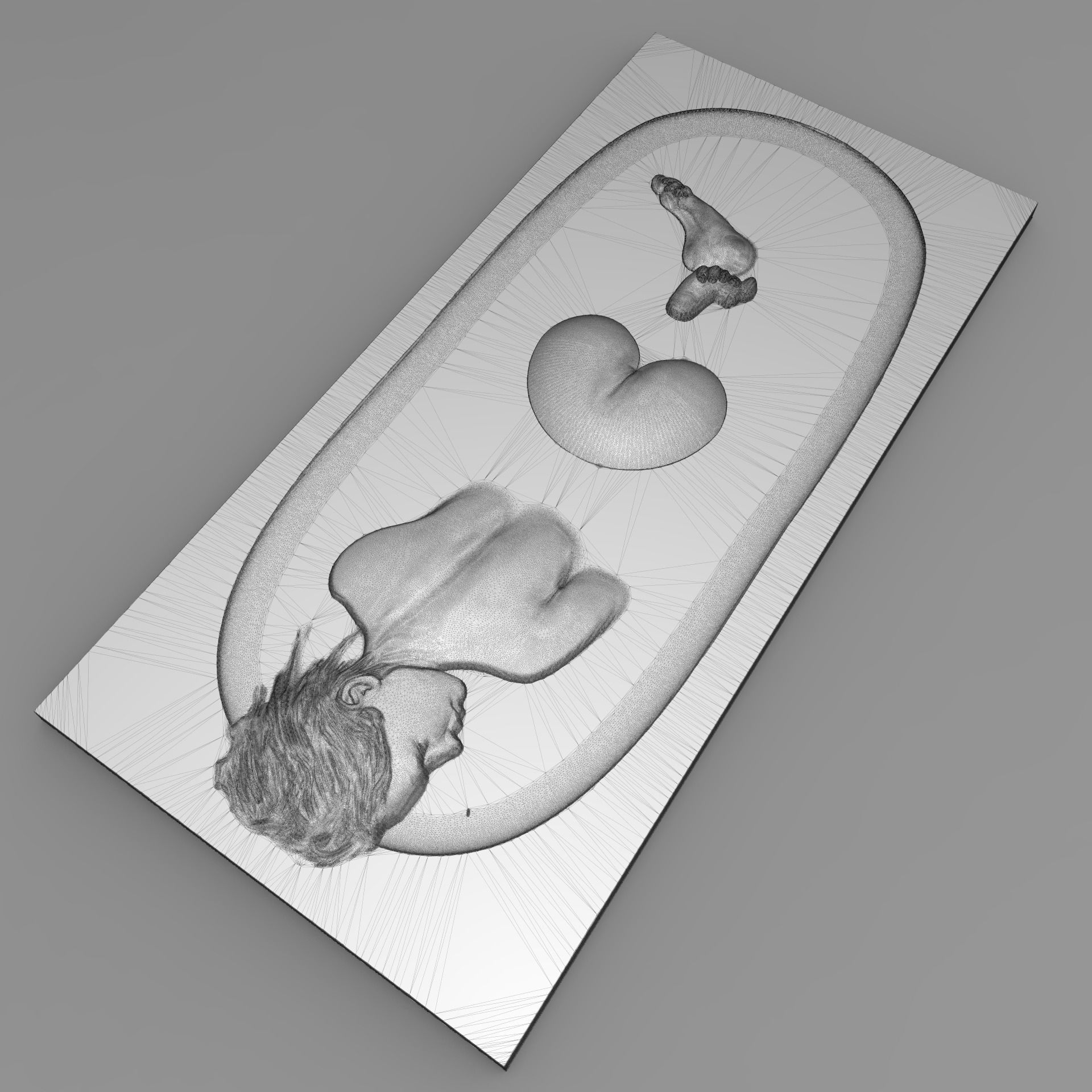Beautiful lady takes a bath Bas relief 3D print model_7