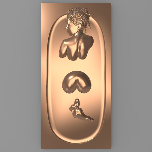 Beautiful lady takes a bath Bas relief 3D print model