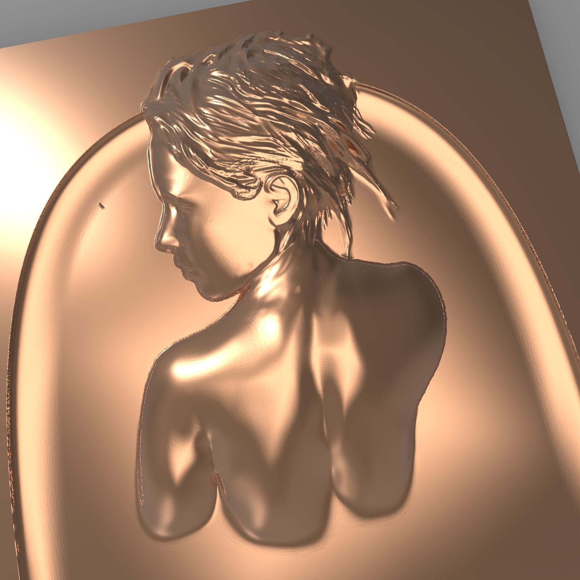 Beautiful lady takes a bath Bas relief 3D print model_3