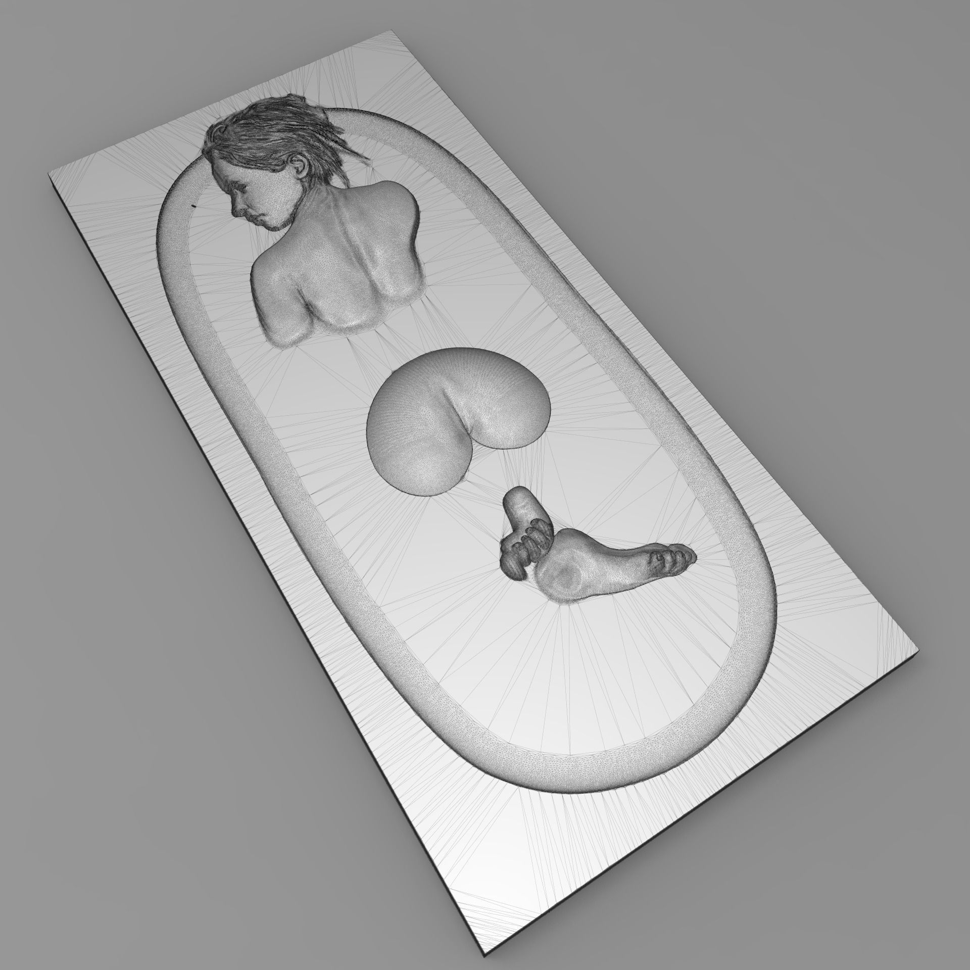 Beautiful lady takes a bath Bas relief 3D print model_6