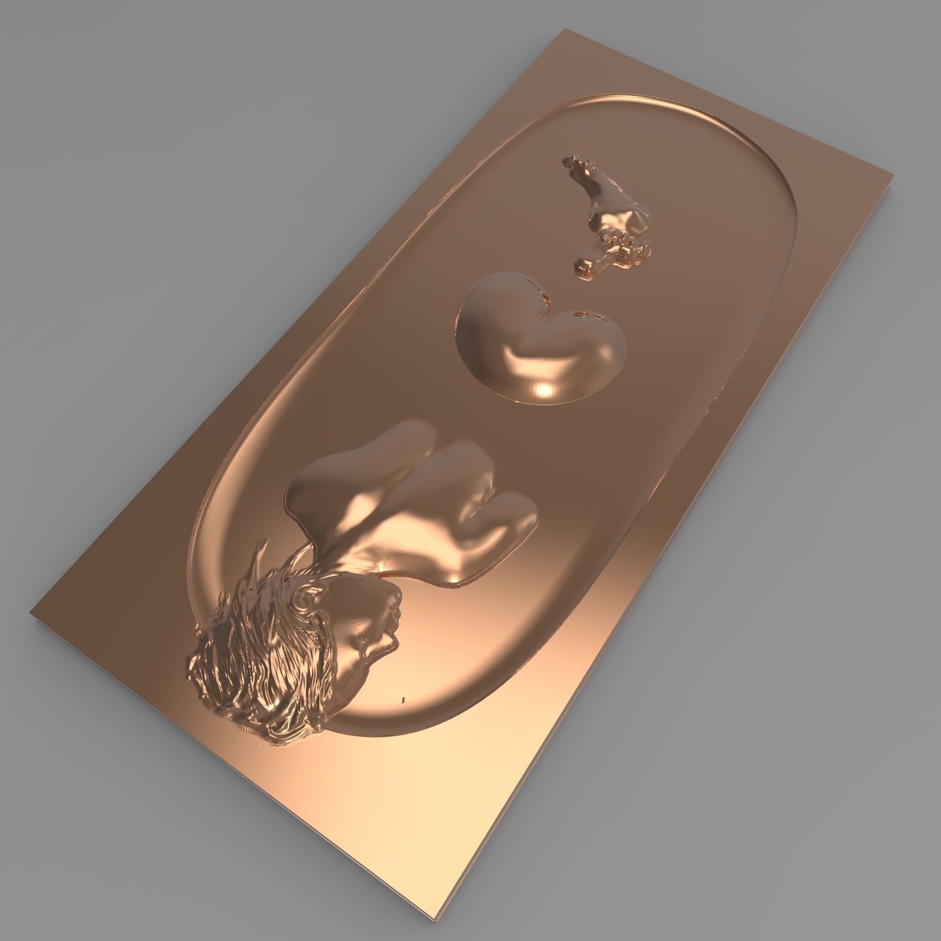 Beautiful lady takes a bath Bas relief 3D print model_2