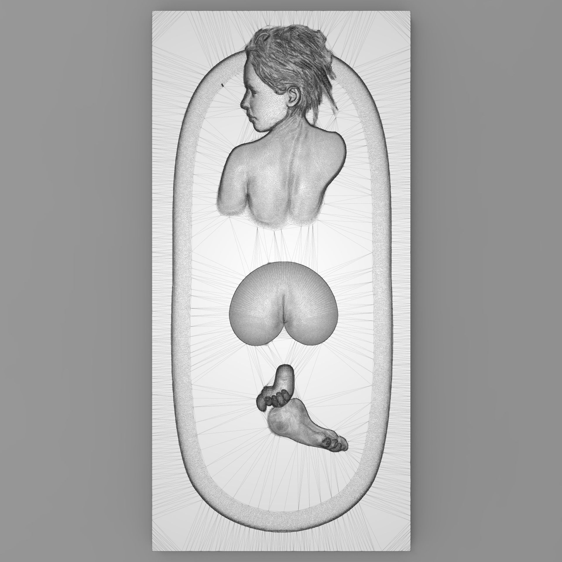 Beautiful lady takes a bath Bas relief 3D print model_5