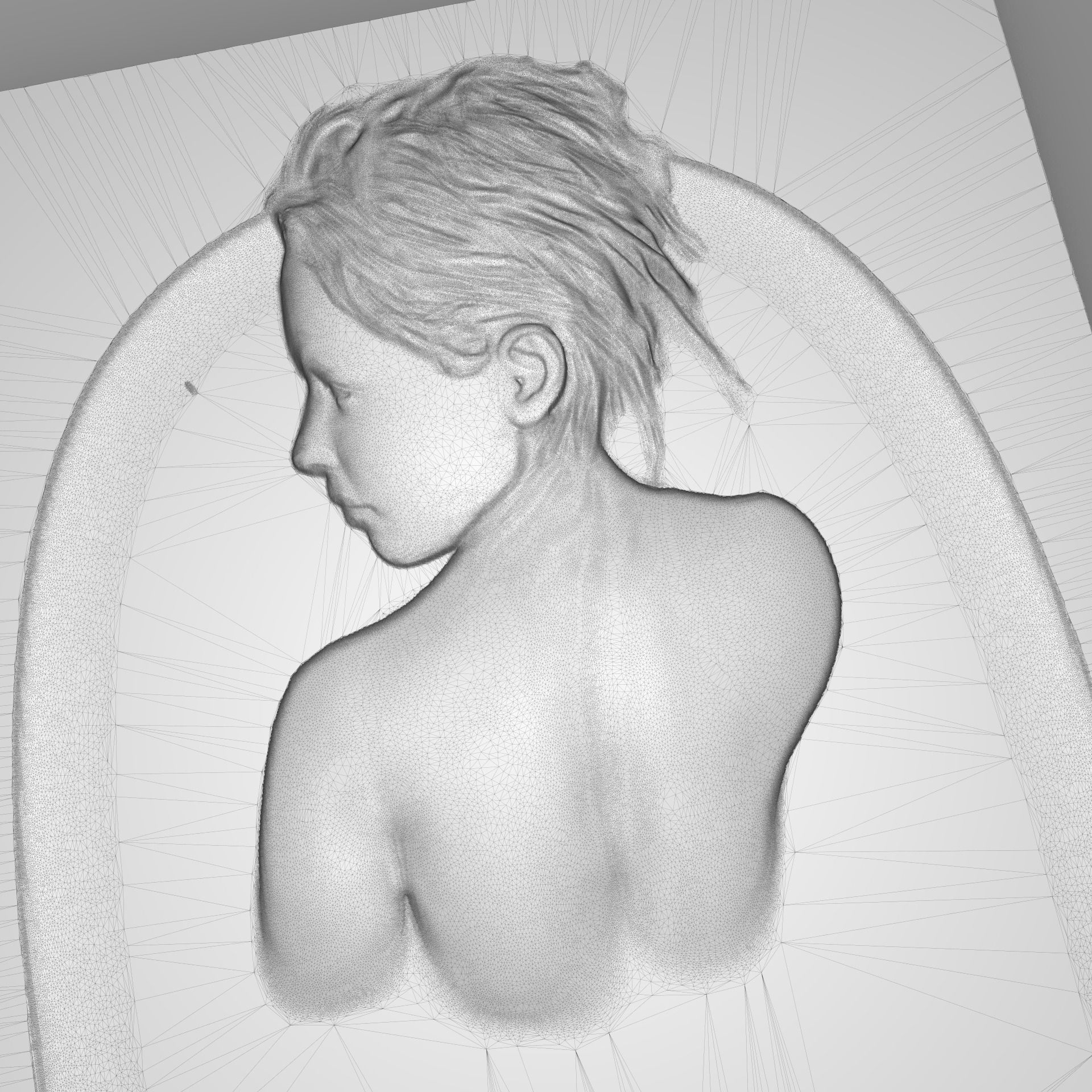 Beautiful lady takes a bath Bas relief 3D print model_8