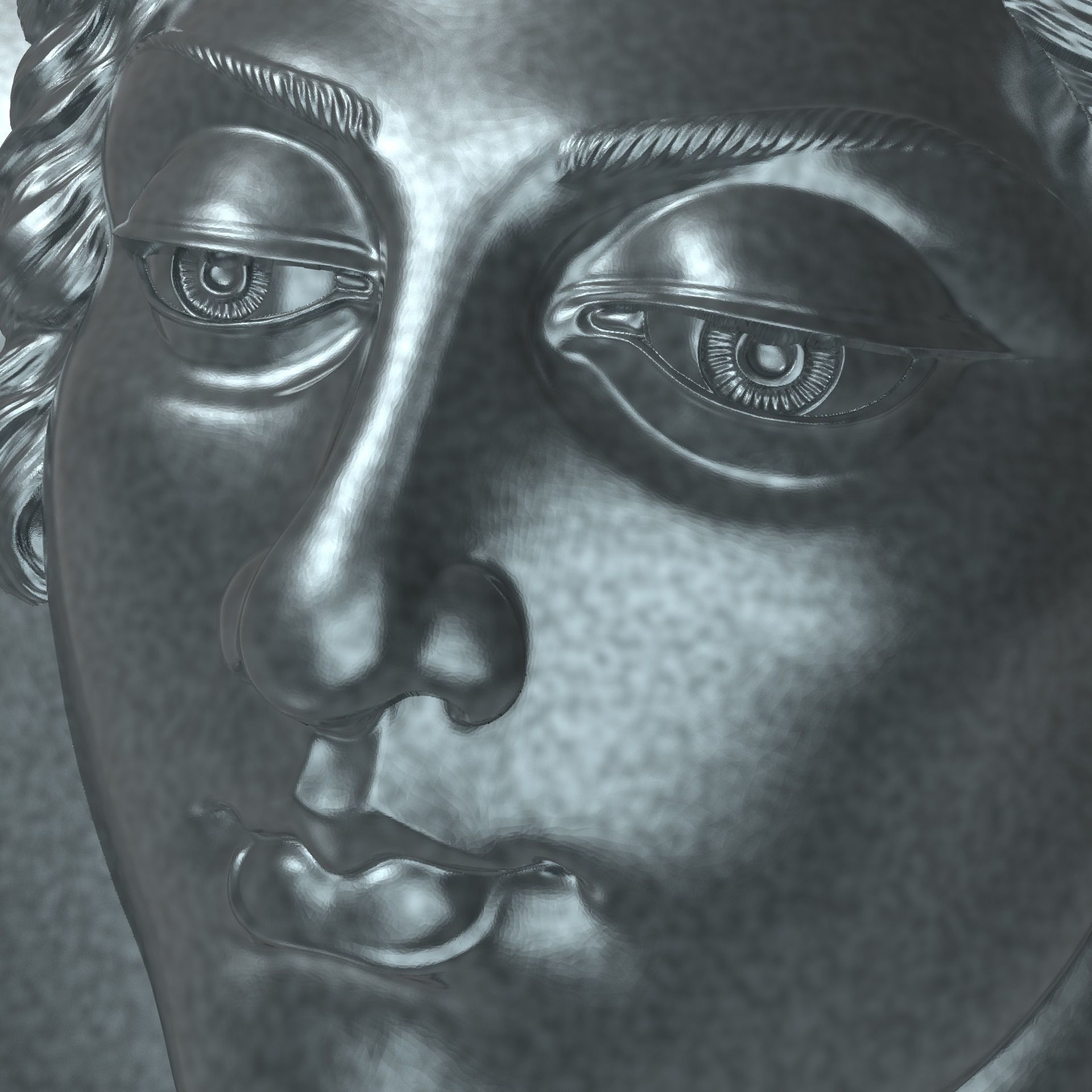 Beautiful lady face Bas relief for CNC Free 3D print model_3