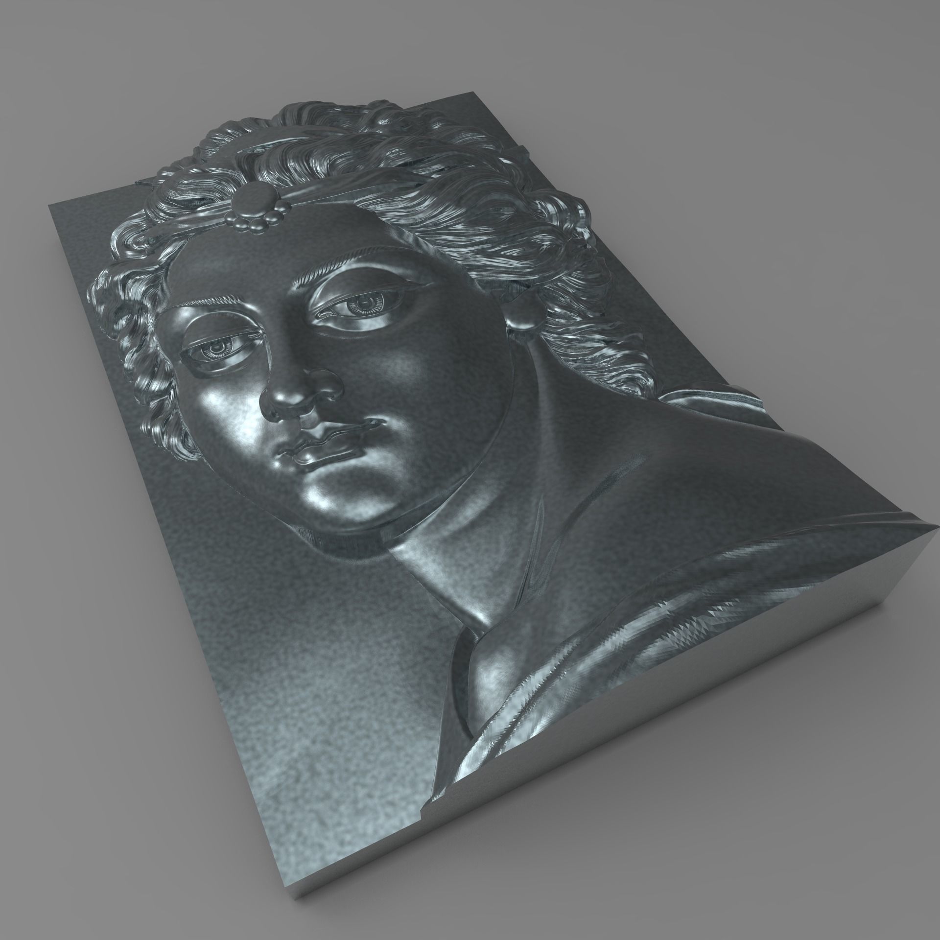 Beautiful lady face Bas relief for CNC Free 3D print model_2