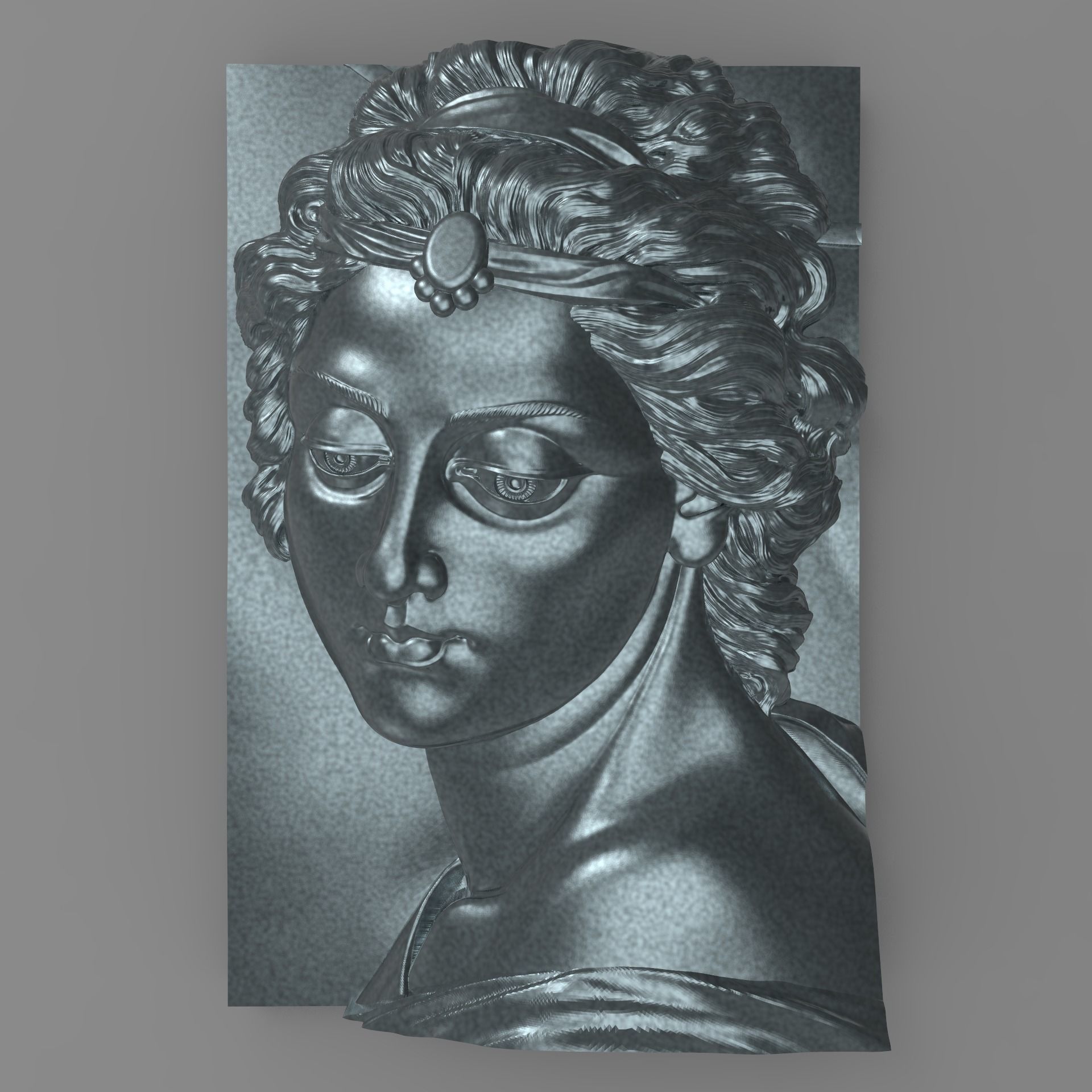 Beautiful lady face Bas relief for CNC Free 3D print model_0
