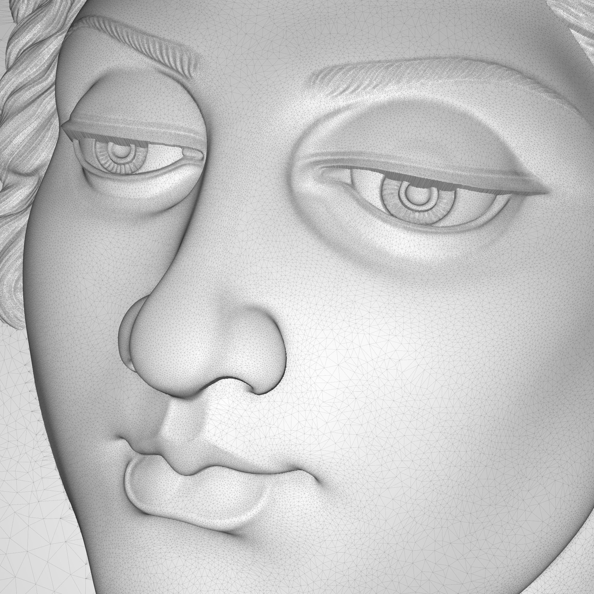 Beautiful lady face Bas relief for CNC Free 3D print model_7