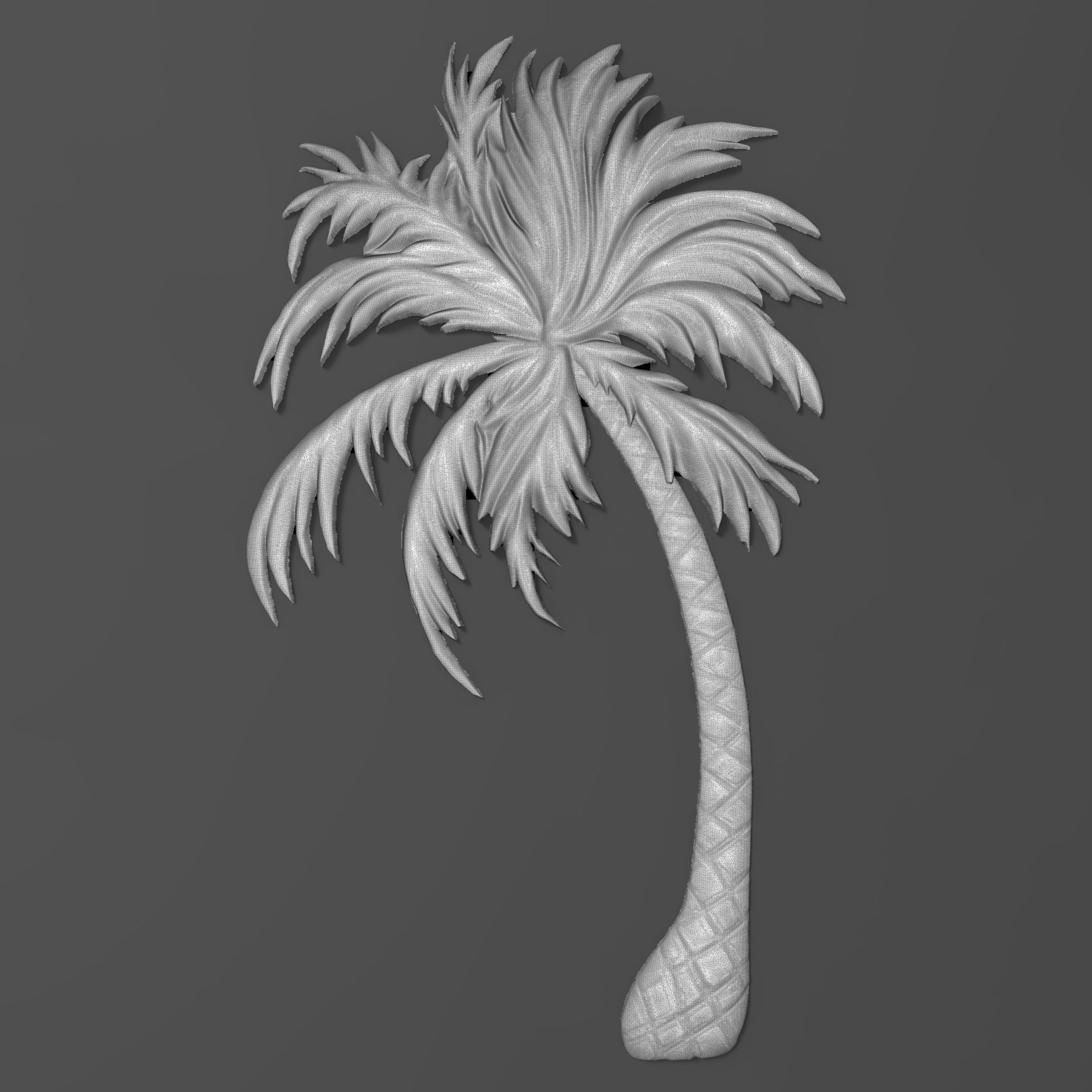 Palm tree bas relief bas relief for CNC 3D print model_3