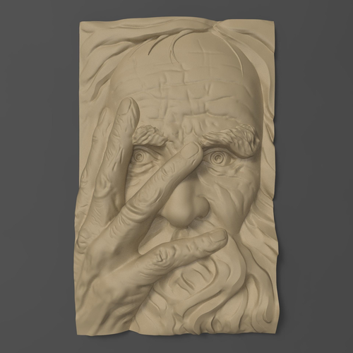 Old man face Bas relief for CNC 3D print model