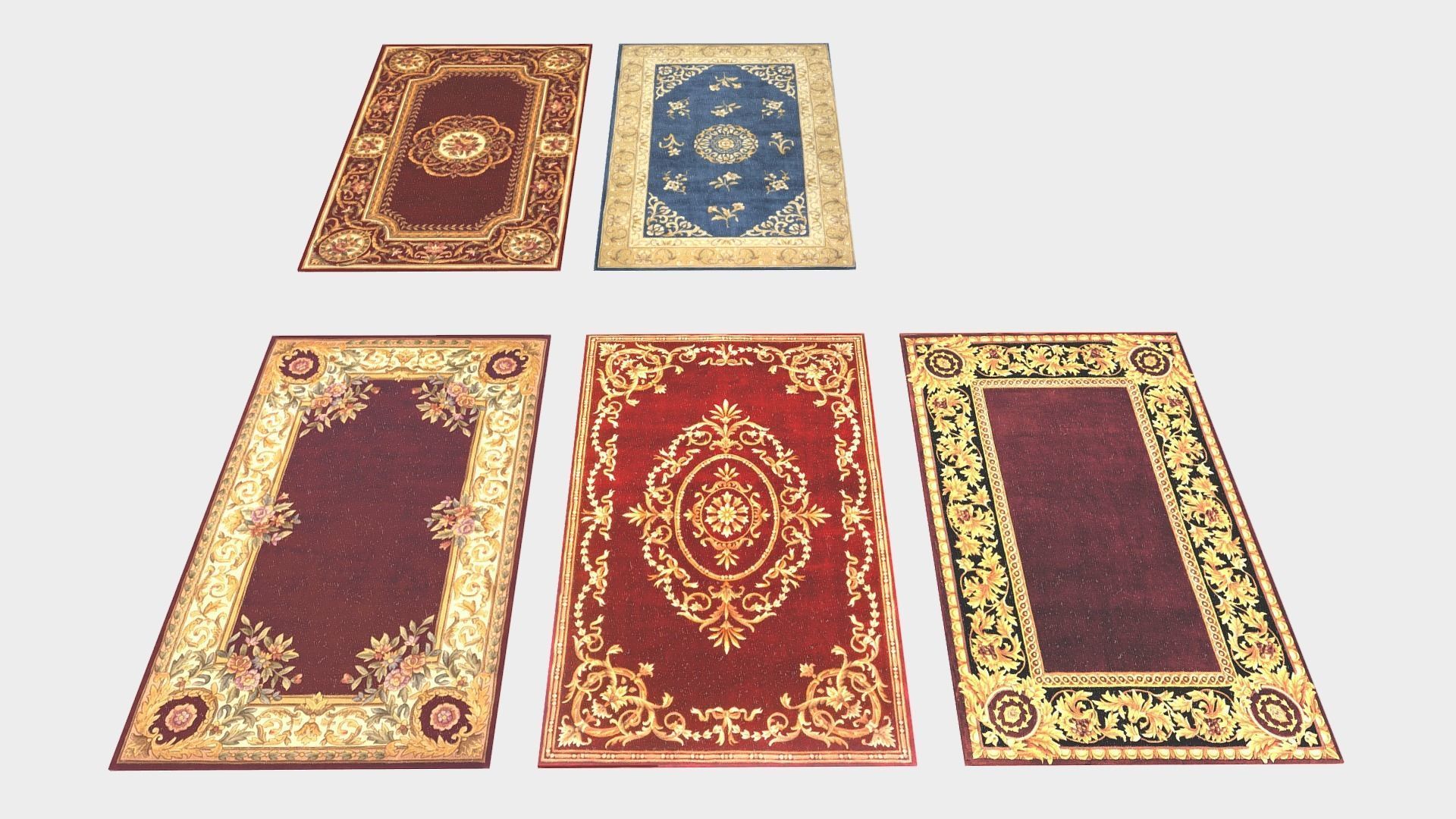 Low poly game ready carpet and rug collection Low-poly 3D model_1