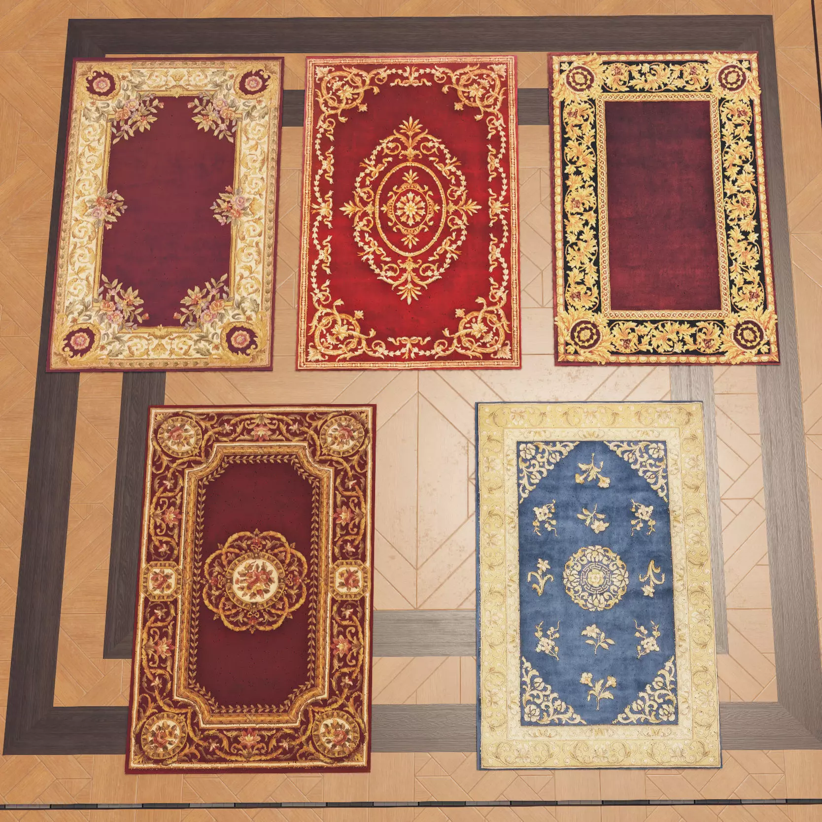 Low poly game ready carpet and rug collection Low-poly 3D model_0