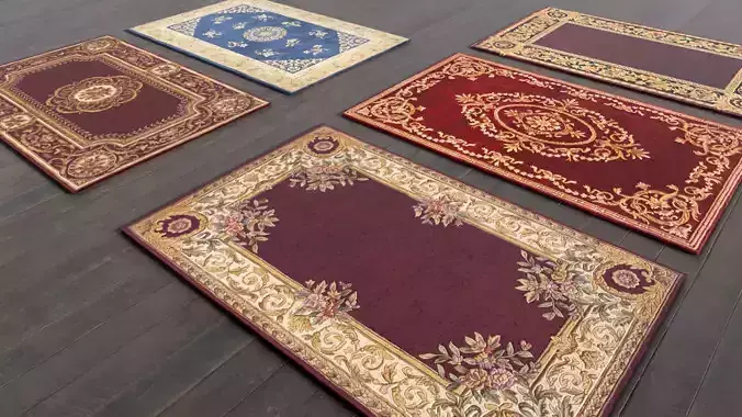 Low poly game ready carpet and rug collection