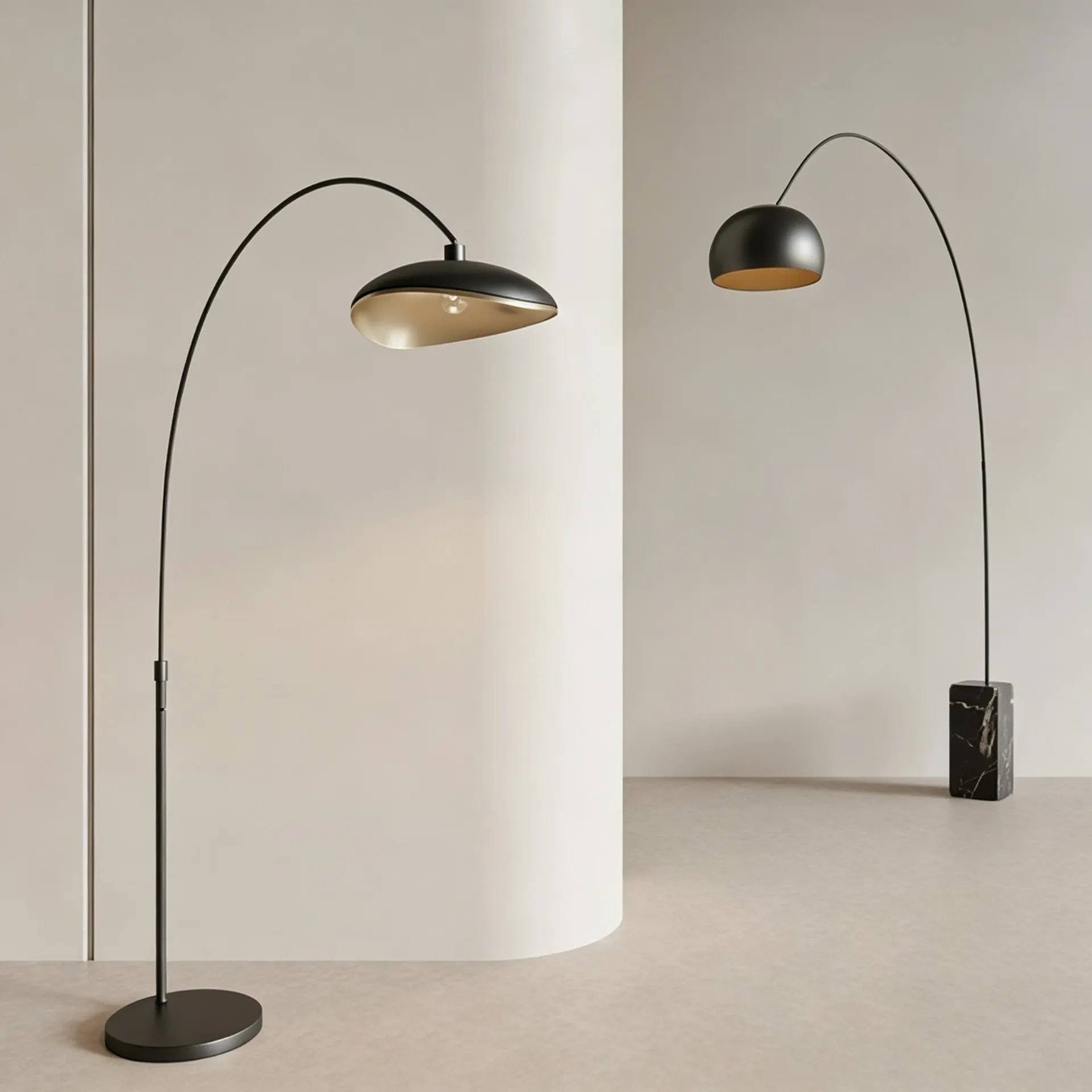 Modern Black Arc Floor Lamp with Marble Base 3D model | CGTrader