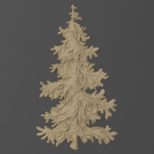 Fir tree bas relief bas relief for CNC 3D print model
