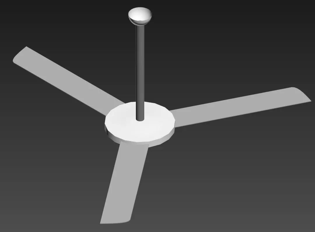 Tri-Ceiling Fan Low-poly 3D model_0