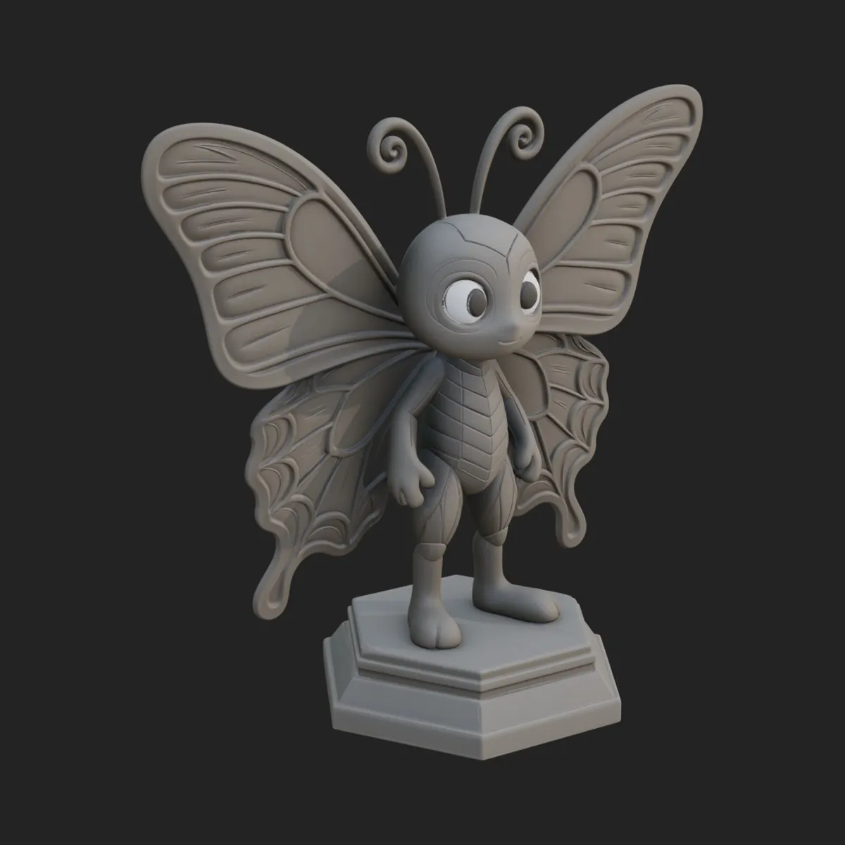 Cute Cartoon Butterfly Statue Design 2 - 3D Print Model 3D model 3D ...