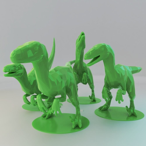 Low Poly Raptors Pack Free 3D print model