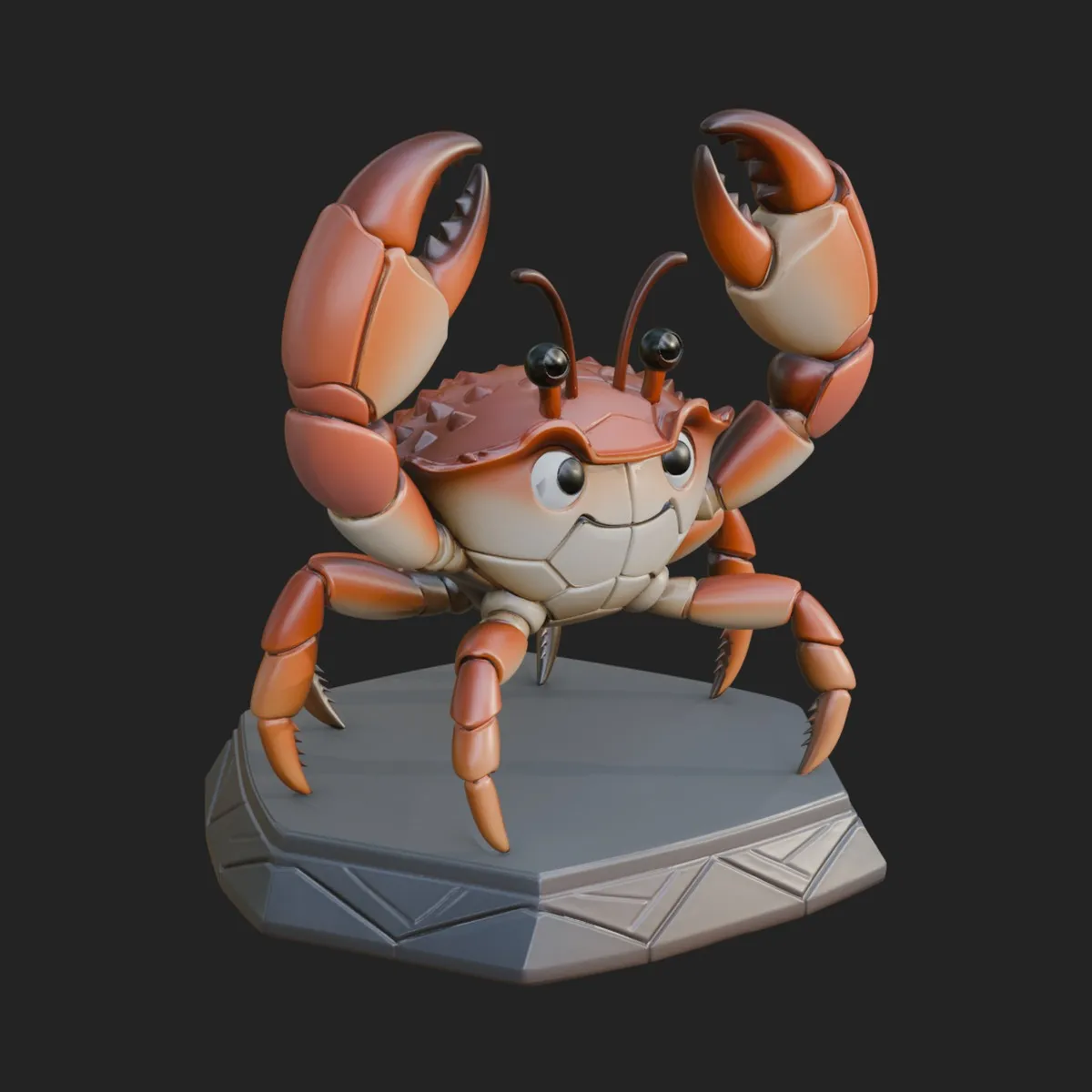 Cute Cartoon Crab Statue Design 2 - 3D Print Model 3D model 3D ...