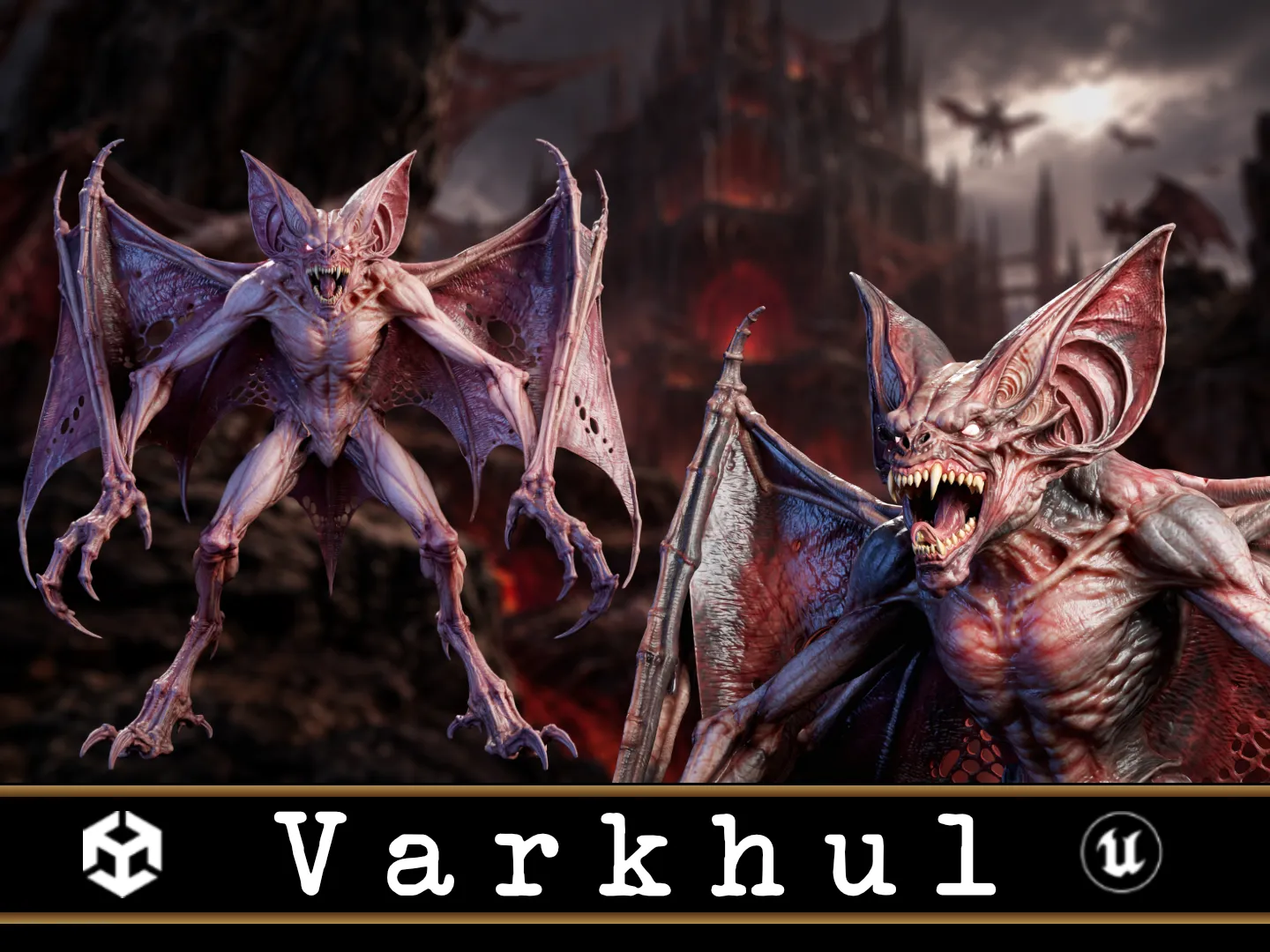 3D model Varkhul - Humanoid Bat Flying Monster VR / AR / low-poly ...