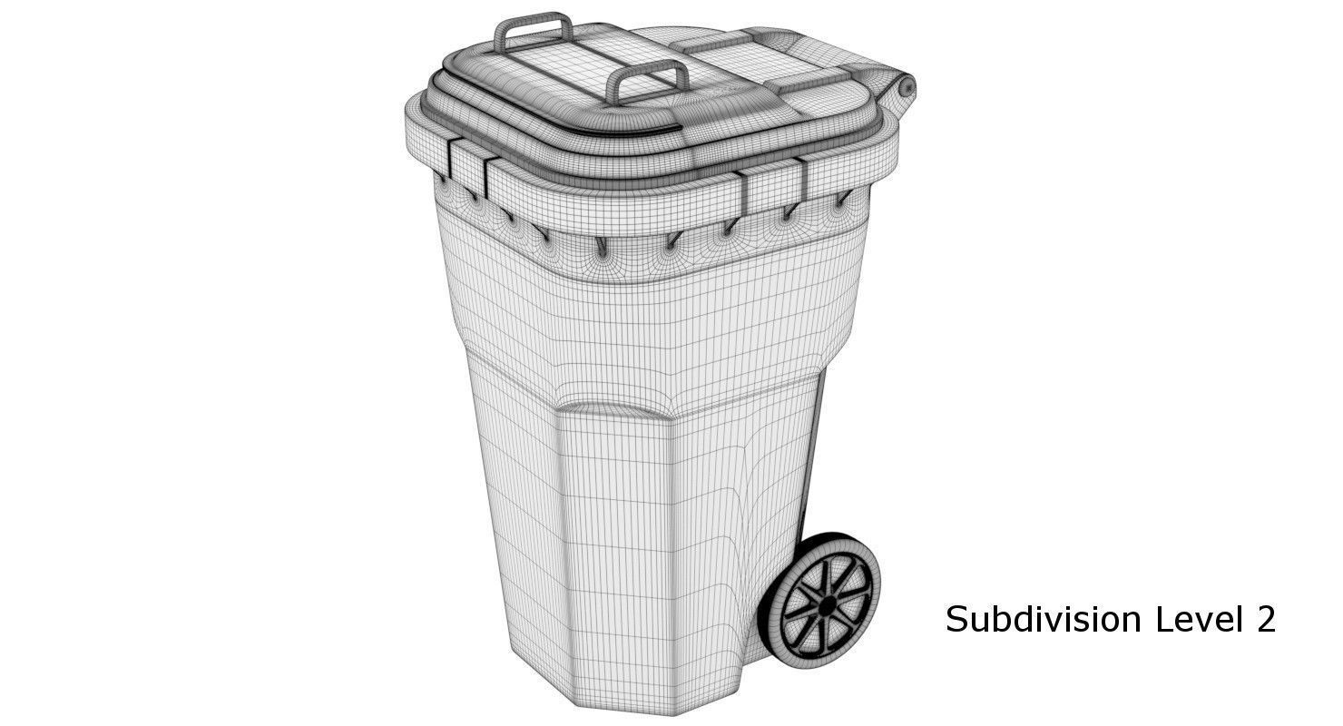 Garbage Container 1 Textured 3D model_9