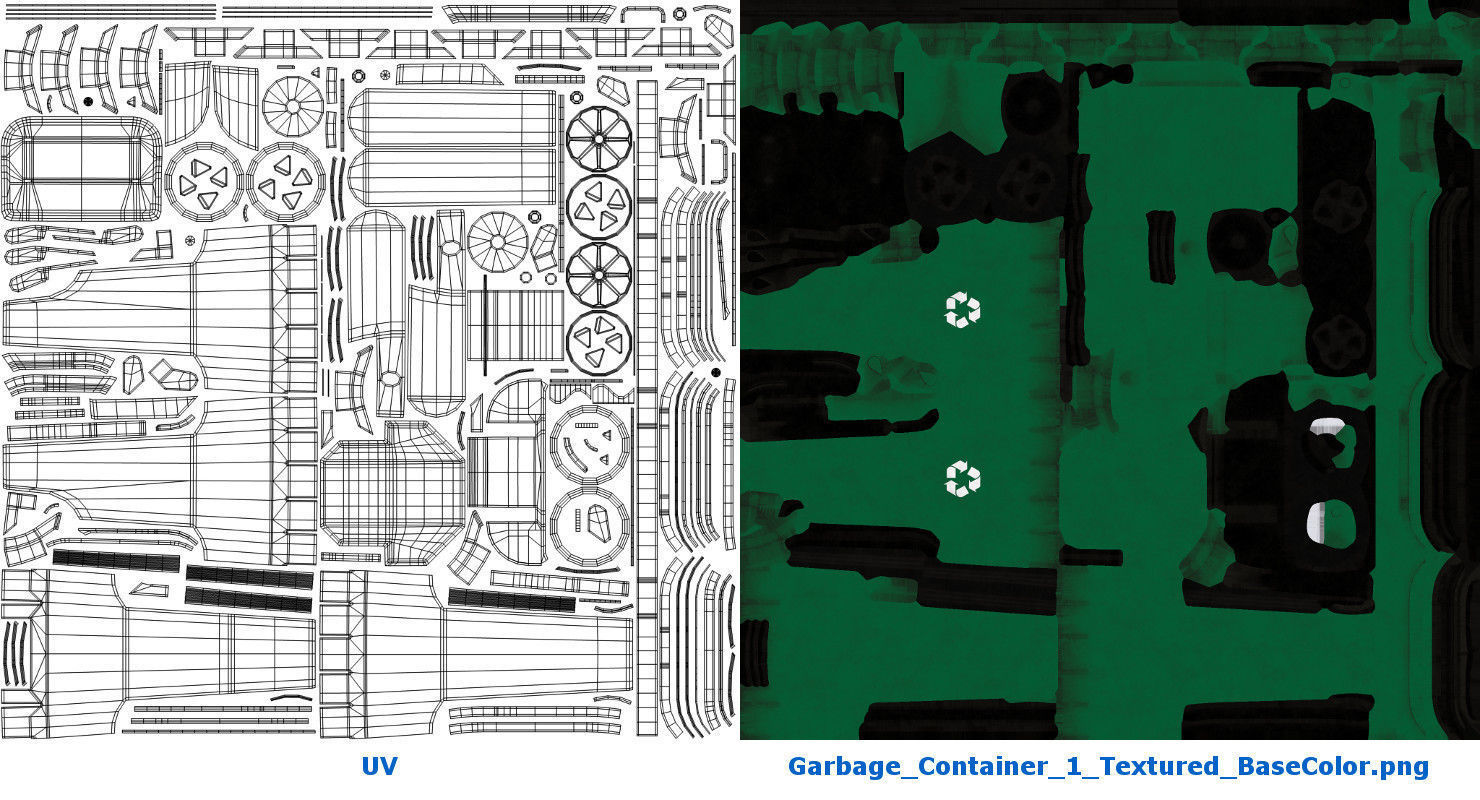 Garbage Container 1 Textured 3D model_12